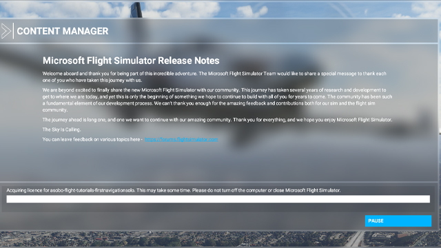 Microsoft Flight Simulator 2020 'Asoboのライセンスの取得」は説明しました